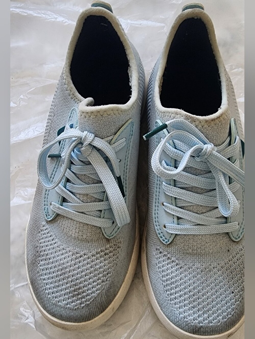 Vessi Light Blue Knit Lace-Up Women's Sneakers